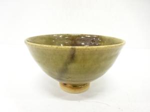 作家物　草釉　茶碗(無地箱付)